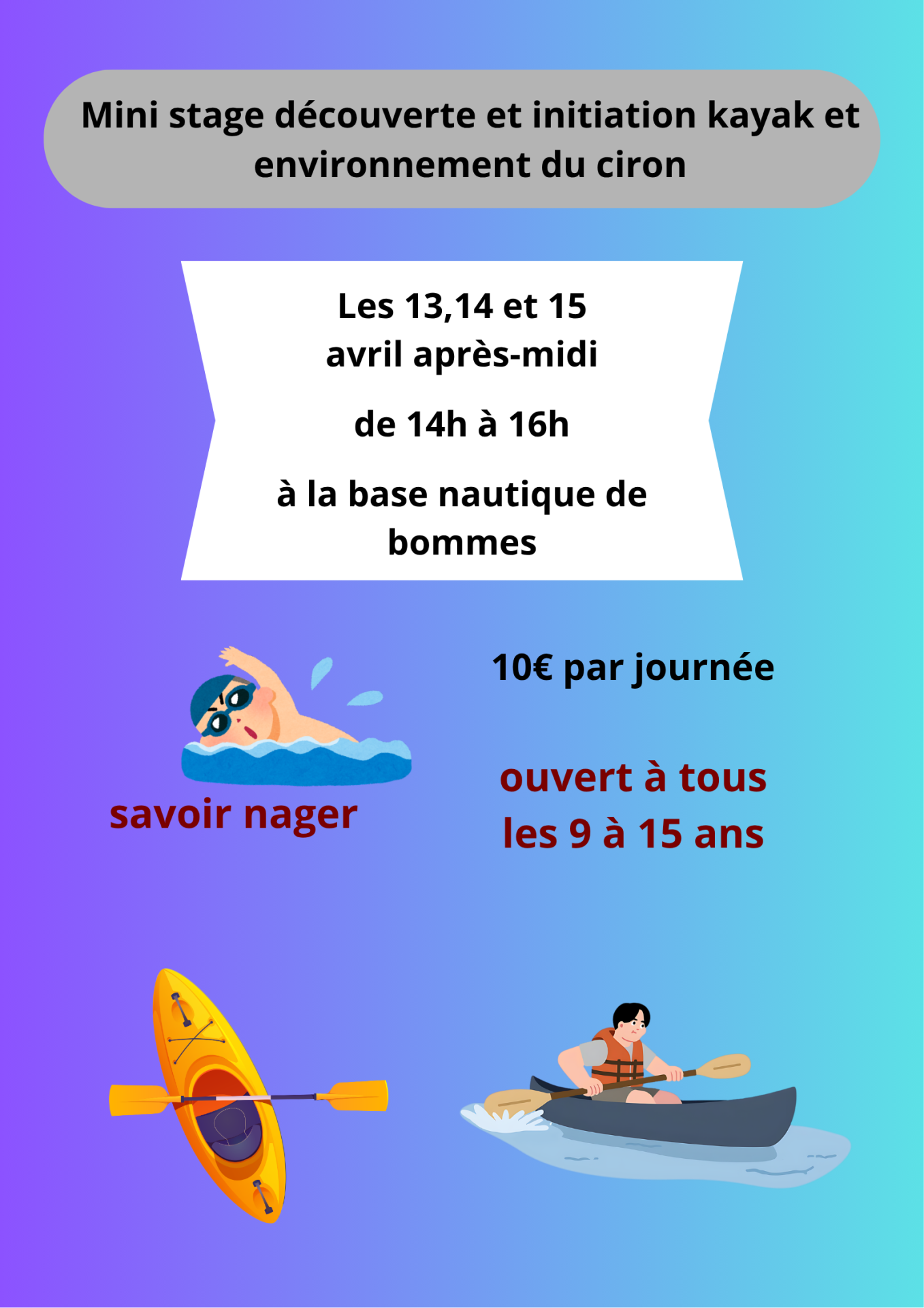 Mini stage découverte inititiation à Bommes